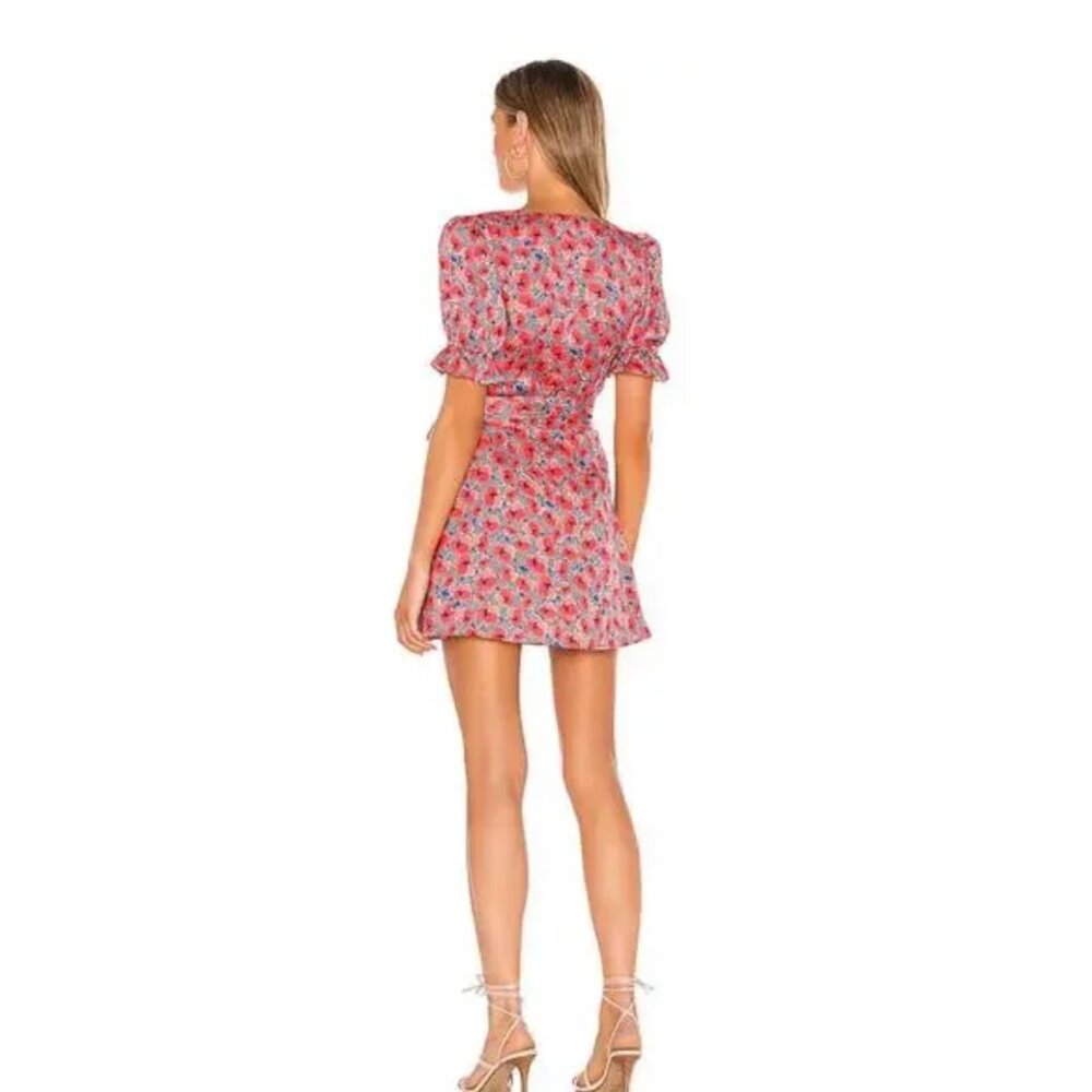 HOUSE OF HARLOW 1960 x Revolve Aja Red Poppy Floral Mini Wrap Dress XL - Picture 3 of 14